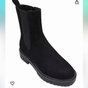 NWT NO BOX TIME AND TRU FAUX SUEDE BLACK ANKLE BOOTS BEADED SIDE ZIPPER SIZE 7